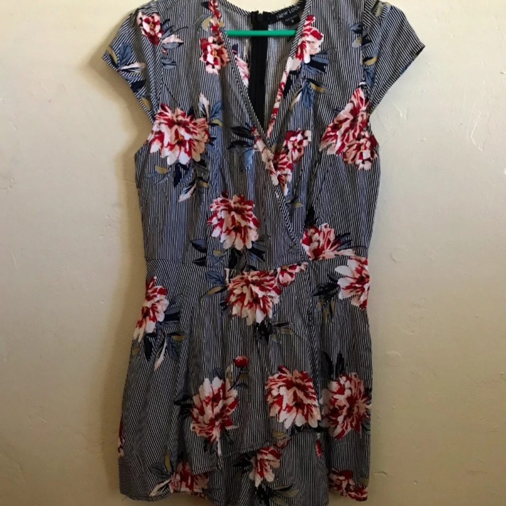 Striped floral romper
